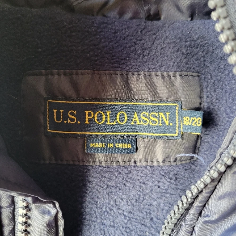 Boy's Navy Blue Solid Full zip No hood Puffer Jacket from U.S. Polo Assn.18/20